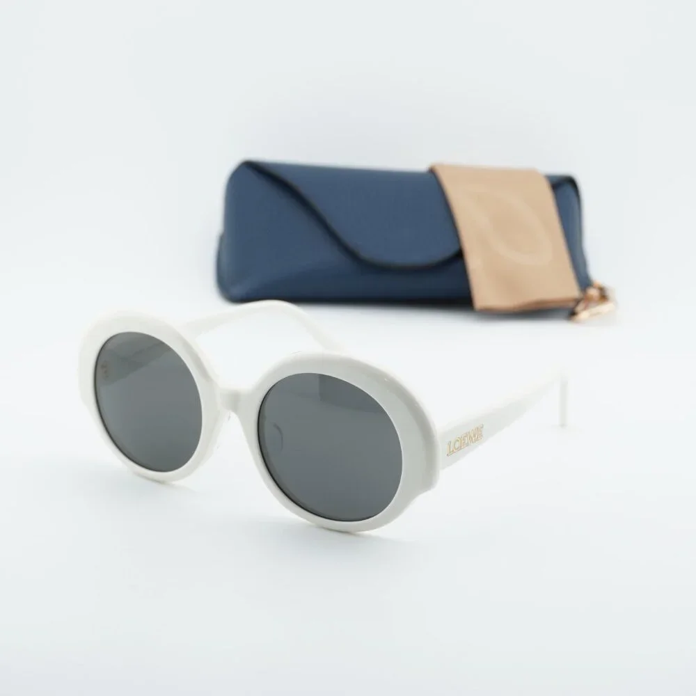 Loewe LW40135F 25A Sunglasses White Round Frame, Grey Lenses